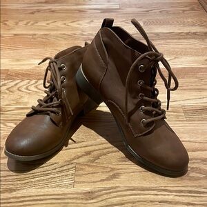 Mossimo Supply Co Brown Ankle Boots with Lace-Up Design